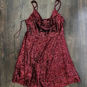 Sparkling Burgundy Sequin mini Dress